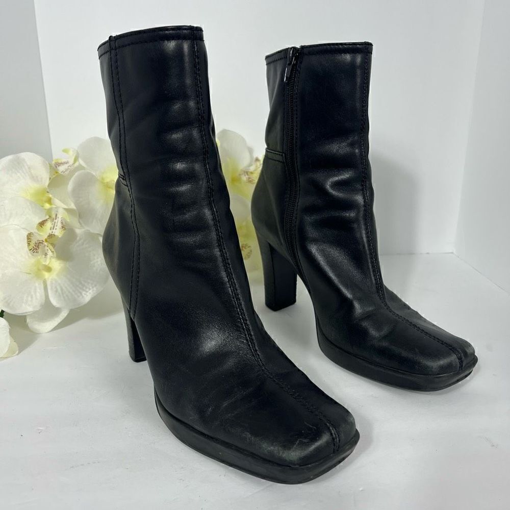Apostrophe Y2K Womens Black Leather Boots size 8